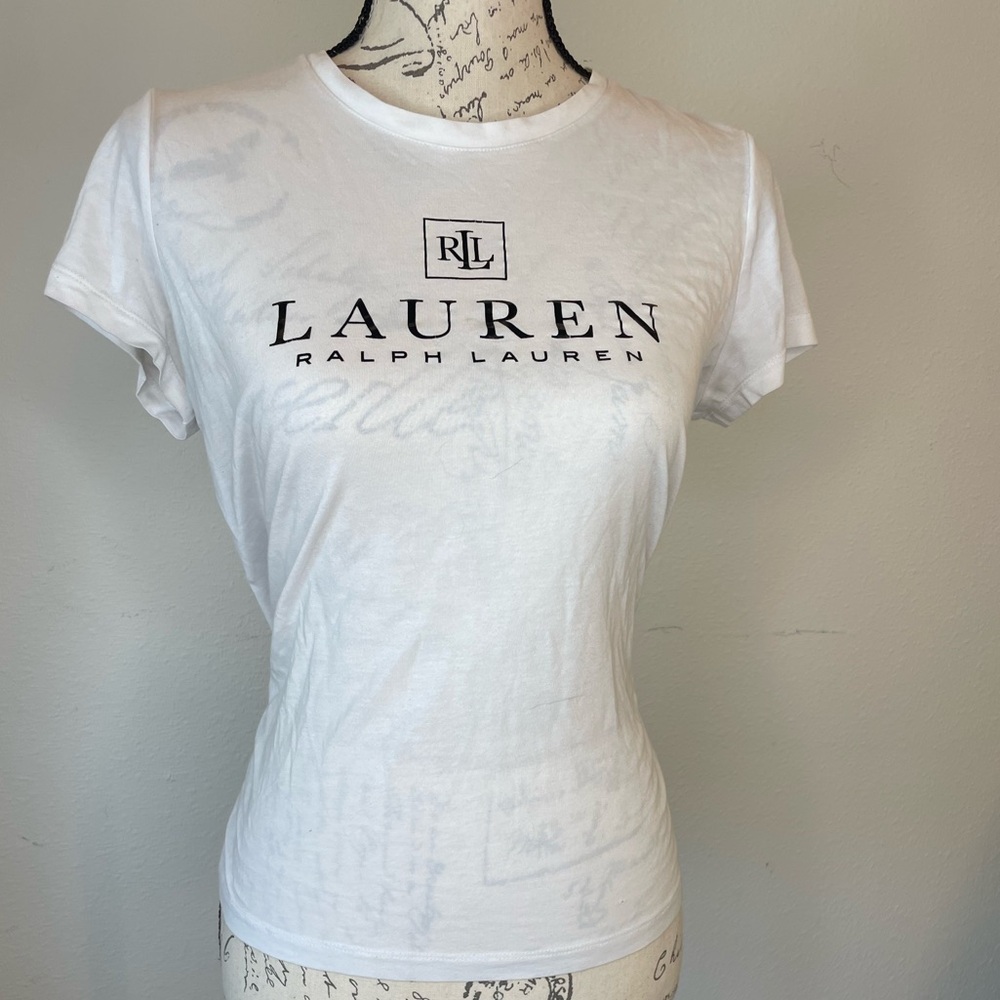Lauren Ralph Lauren White Short Sleeve Tee with Logo